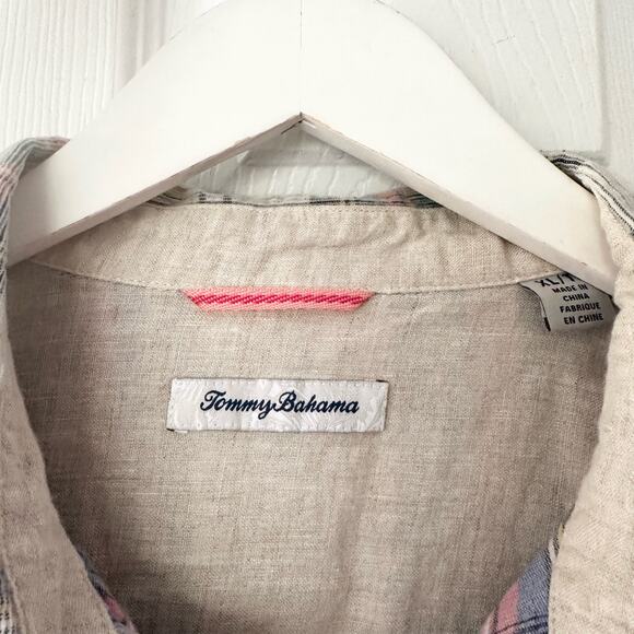 Tommy Bahama Men Becket Bay Blue Grey Continental Plaid Cord Button Up Shirt XL - Picture 11 of 16